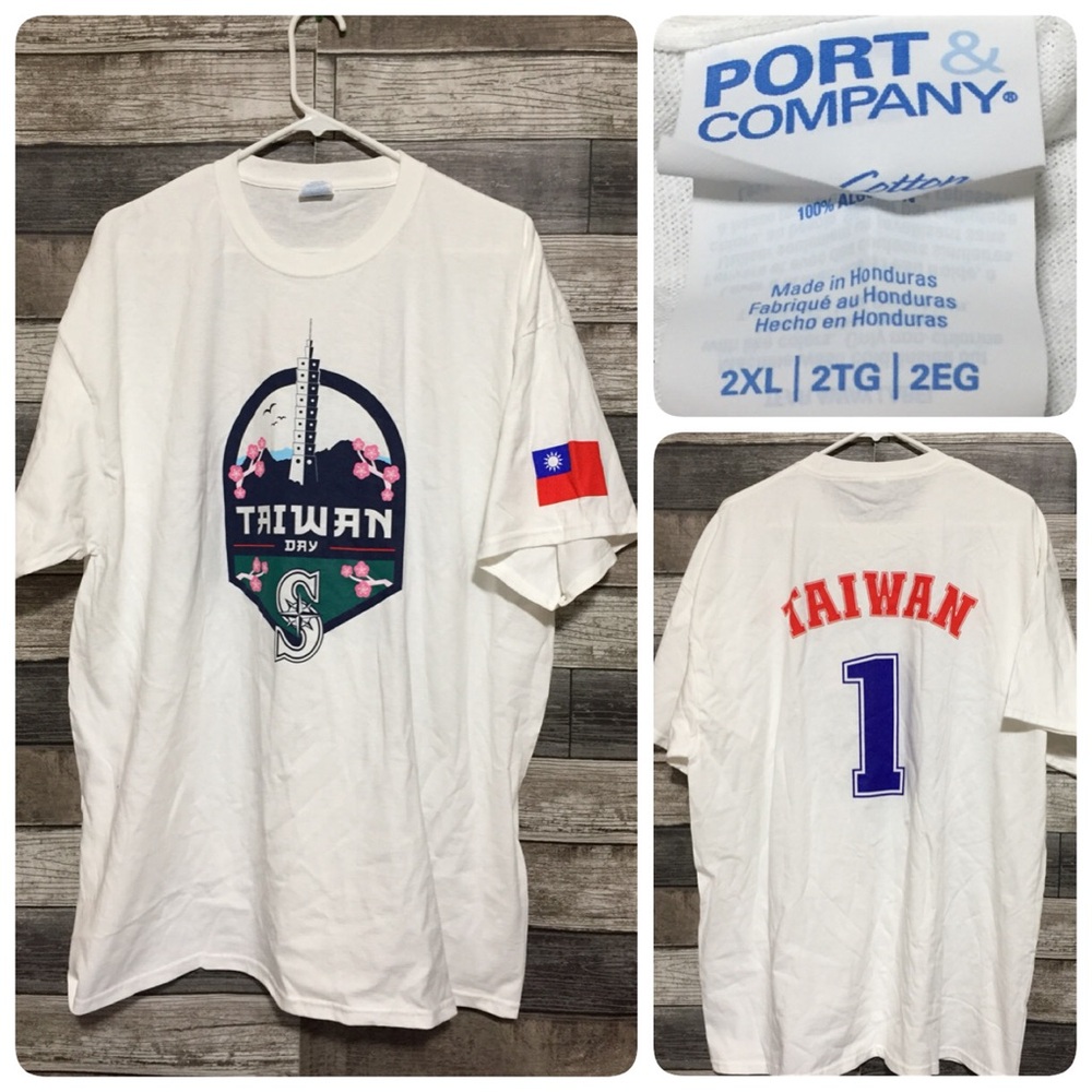 Port Company Seattle Mariners MLB Taiwan Day T Shirt Men’s 2XL White Crewneck